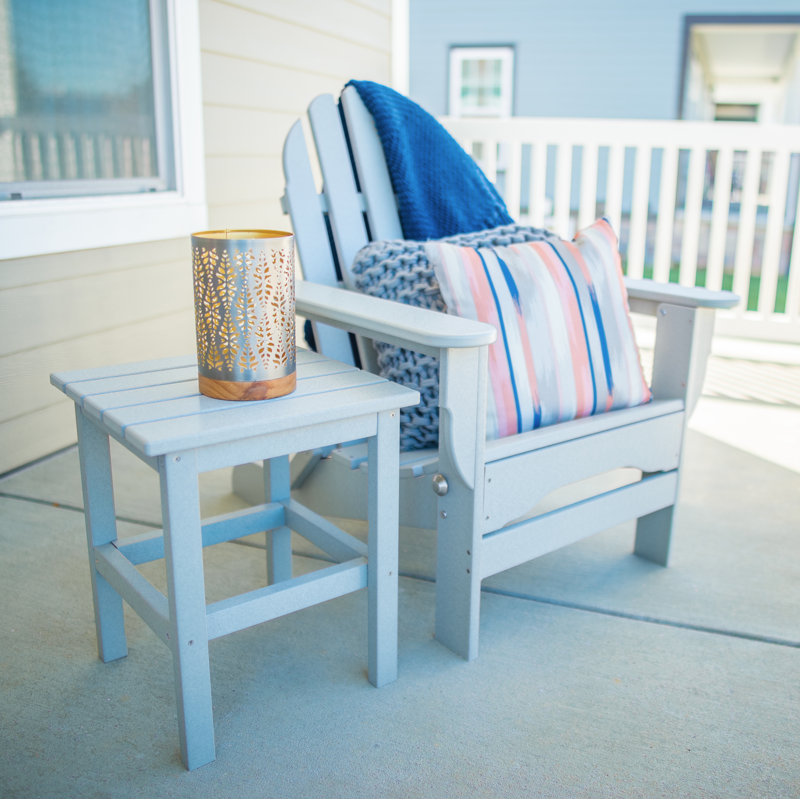 Chaise Adirondack en plastique / résine avec table Leighton, Gris clair