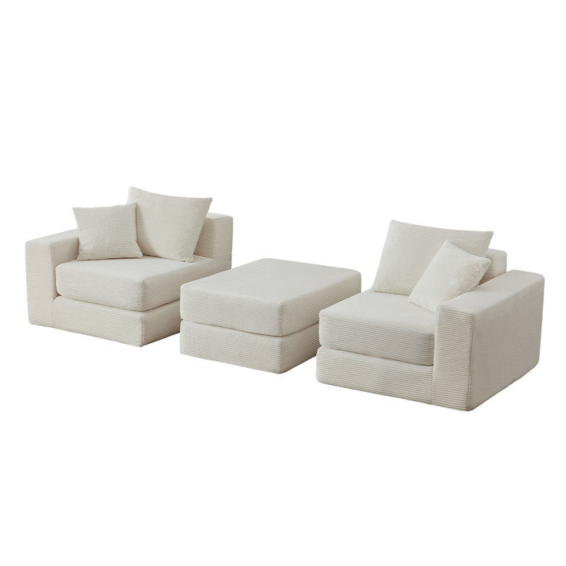 Modular Sectional Loveaeat Cloud Sofa, Boneless Couch With Non Slip Base, Cozy Sleeper Sofa For Customizable Living Spaces, Modern Modular Couch With L-Shape Chaise, Deep Seat & No Assembly