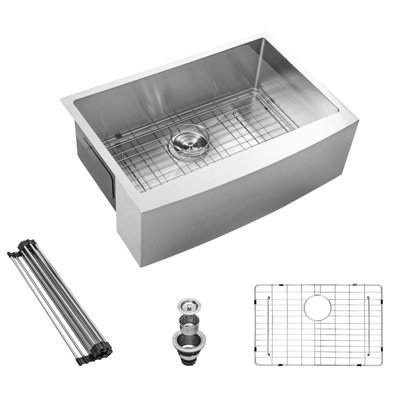 Évier de cuisine en acier inoxydable à tablier simple 33 po L