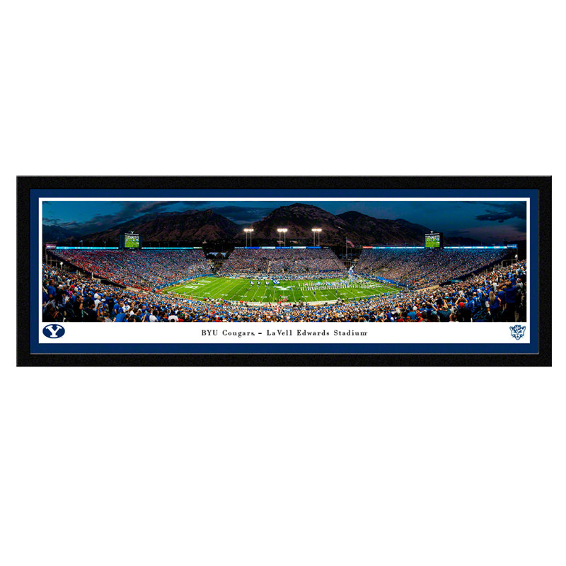 NCAA " College Football And Basketball ", Black Floater Framed, 15.5" H x 42" W x 0.88" D