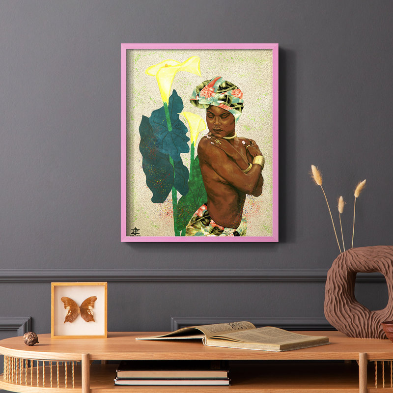 «Woman Strong II», reproduction encadrée - bois massif, Rose, H 10 po x l 8 po