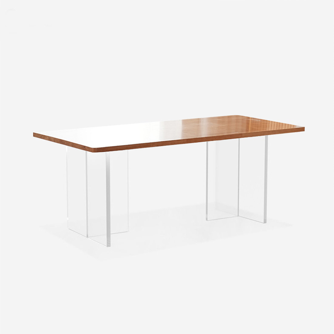 George Oliver Brown Rectangular Solid Wood + Acrylic Dining Table | Wayfair