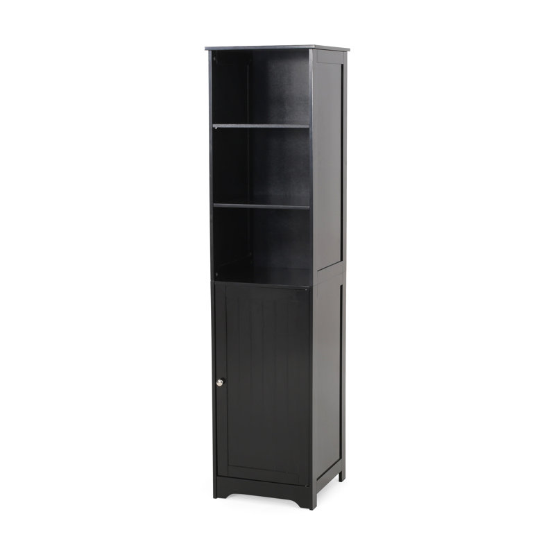 Armoire de salle de bain moderne en faux bois noir, l 15,67 po x l 14,61 po x H 62,6 po, compacte pour les accessoires, assemblage requis avec du bois - moderne, rangement et style