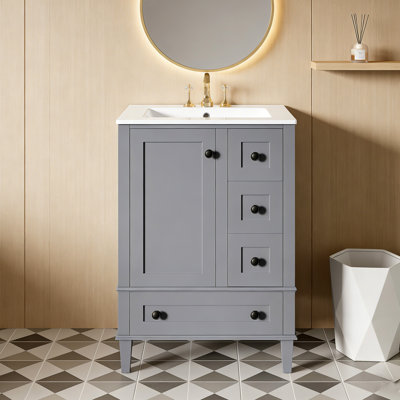 Meuble-lavabo 24 po avec lavabo en céramique intégré