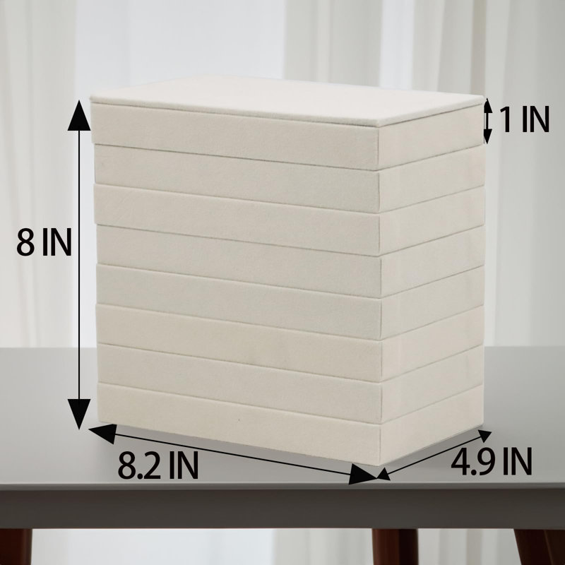Ensemble de 8 plateaux de rangement pour bijoux empilables avec 1 couvercle et boîte à bijoux réglable