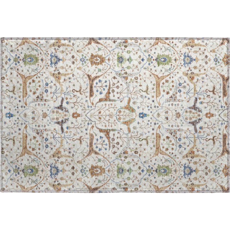 Premium Machine Washable Mayfield AMF2250 Global Rug, 1'8" x 2'6", Ivory