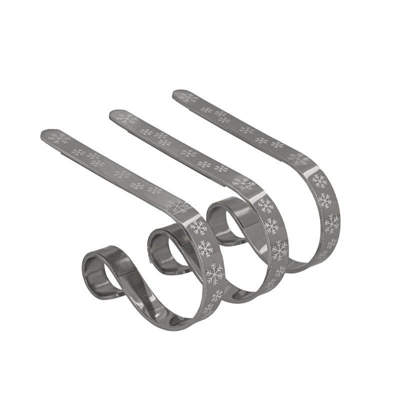 Mantleclip Stocking Holder, Silver with White Snowflake