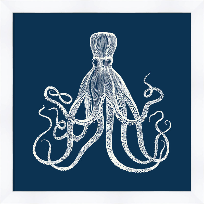 «Octopus in Blue Revers», reproduction d'impression encadrée