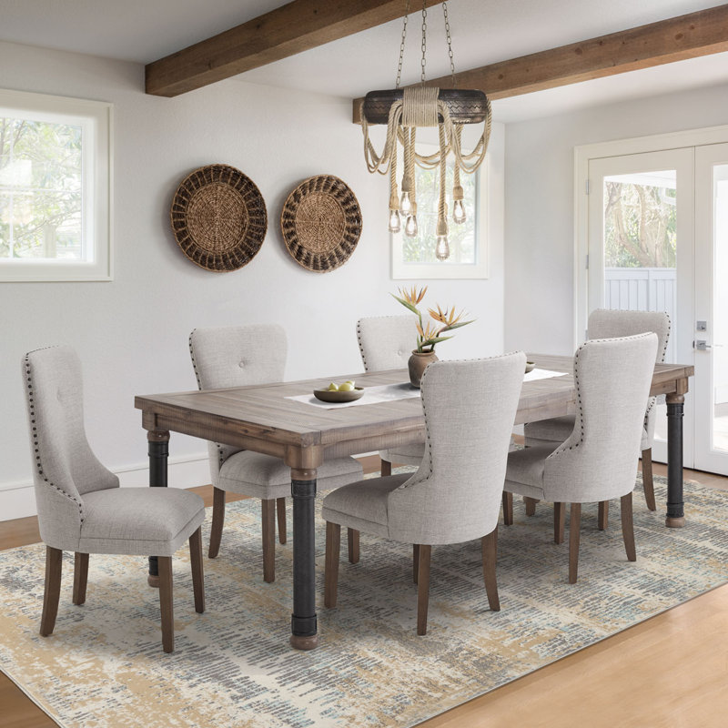 Crossings Acacia Solid Wood Top Metal Base Dining Table