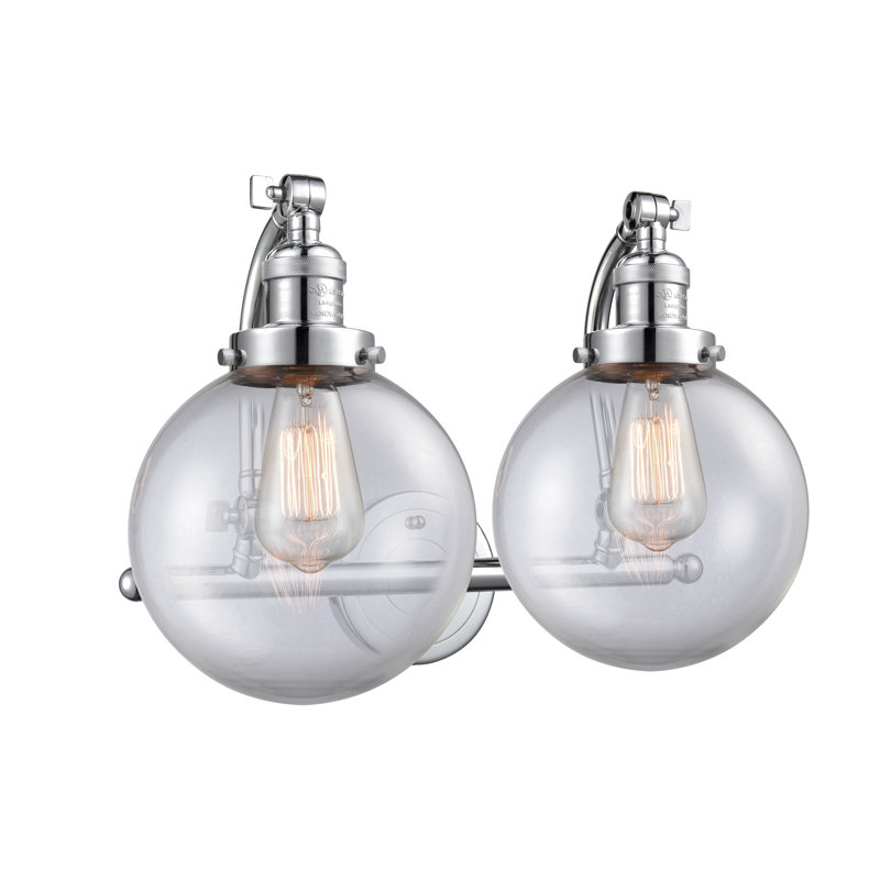 Éclairage de salle de bain à intensité variable 2 lumières Zarmayr, Ampoule DEL 6 watts Vinage, Transparent, Chrome poli