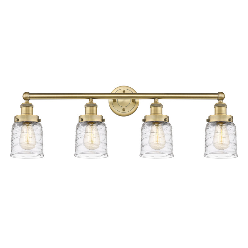 Asheton 4 - Light Dimmable Vanity Light, Clear Deco Swirl, Brushed Brass