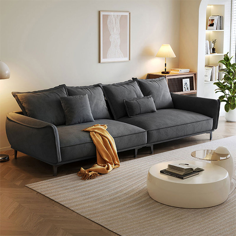 Canapé modulaire en velours noir, 118.11" W
