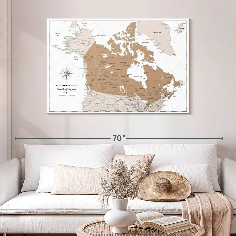 Carte personnalisée du Canada avec punaise brune, H 16 po x l 24 po, Oui