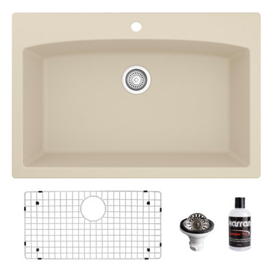 Karran Quartz 33'' X 22'' Single Bowl Top Mount Drop-in Kitchen Sink Kit