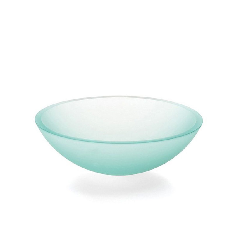 WS Bath Collections Acquaio 16.7'' Glass Circular Bathroom Sink, Frosted, Sink without single pre-drilled faucet hole