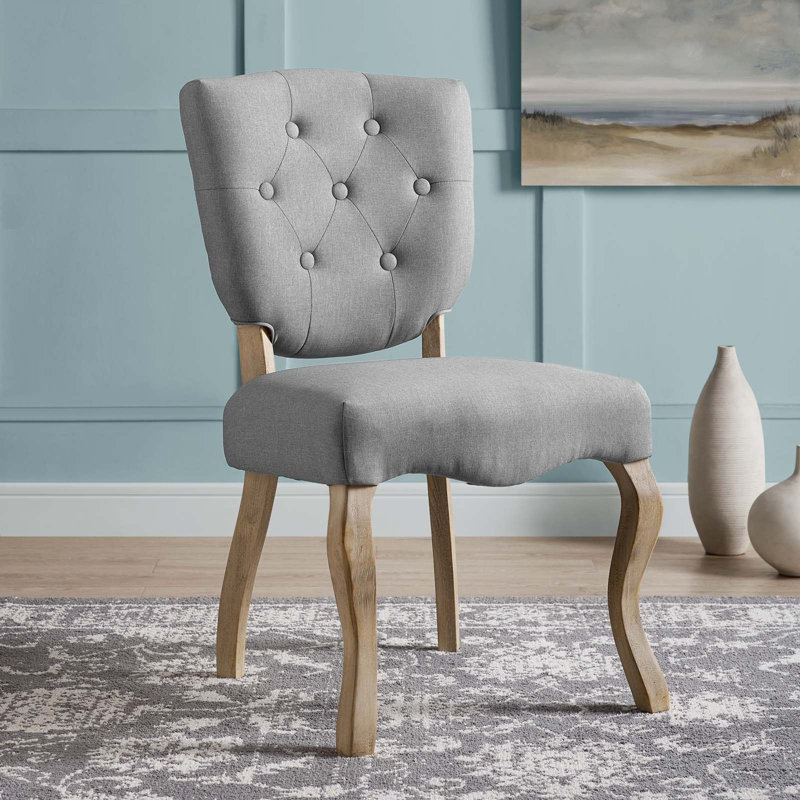 20'' H Tufted Upholstered Side Chair, Light Gray