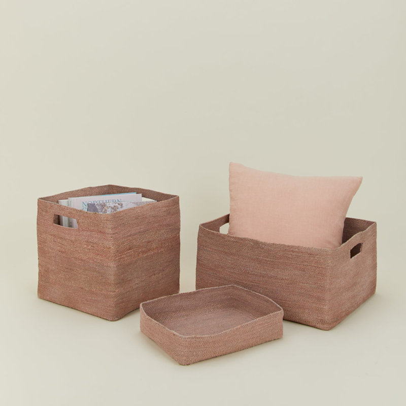 Panier à linge Essential avec poignées, Rosé, H 9 po x l 17 po x P 14 po