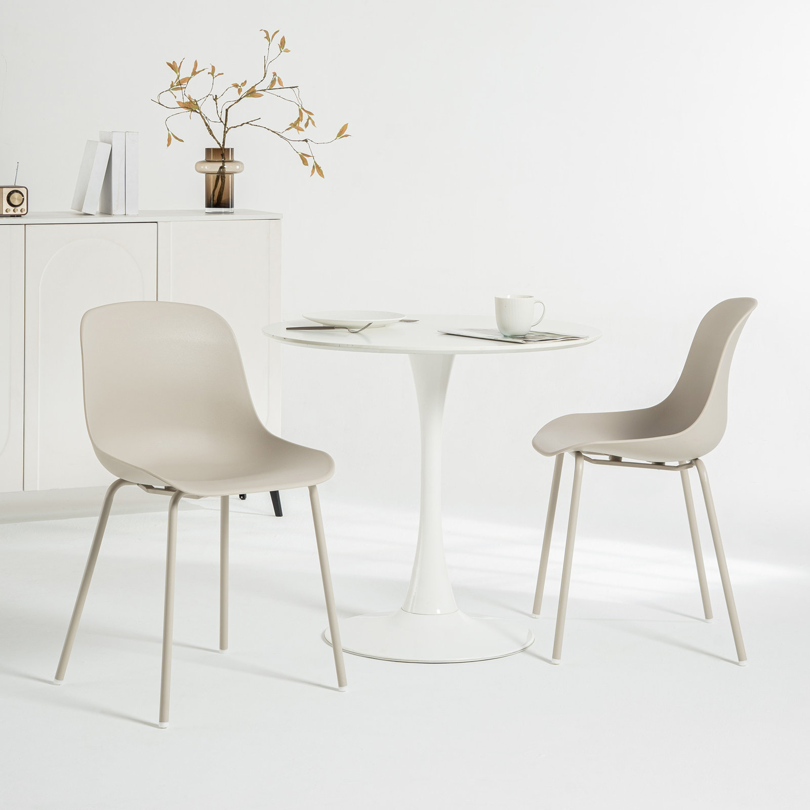 Meli Armless Dining Chairs, Cream