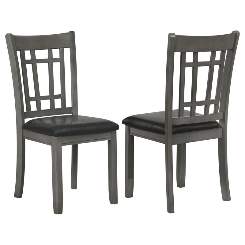 Ensemble de 2 chaises d'appoint à dossier moyen en treillis gris et noir, Gris