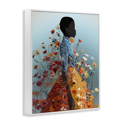 Flower Explosion Trendy Girl Framed Giclee Art, design by Amelia Noyes