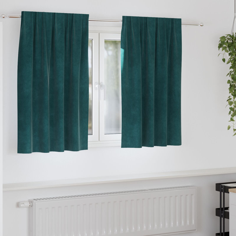 Curtains Polyester 140Cm Sound-Absorbing, Forest Green, 140cm Width x 140cm Drop