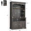 Armoire-bar 72 po avec lumières DEL, buffet de rangement pour garde-manger avec support à micro-ondes, tablettes réglables et portes en verre-71441236
