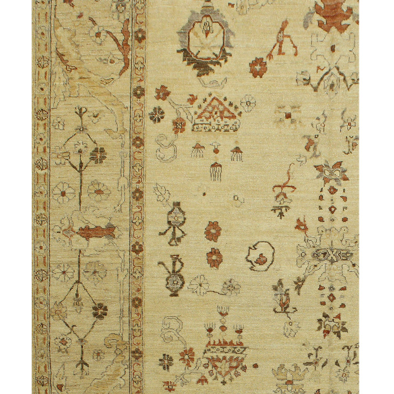 Wool Oriental Area Rug in Cream, Rectangle 4' x 6'