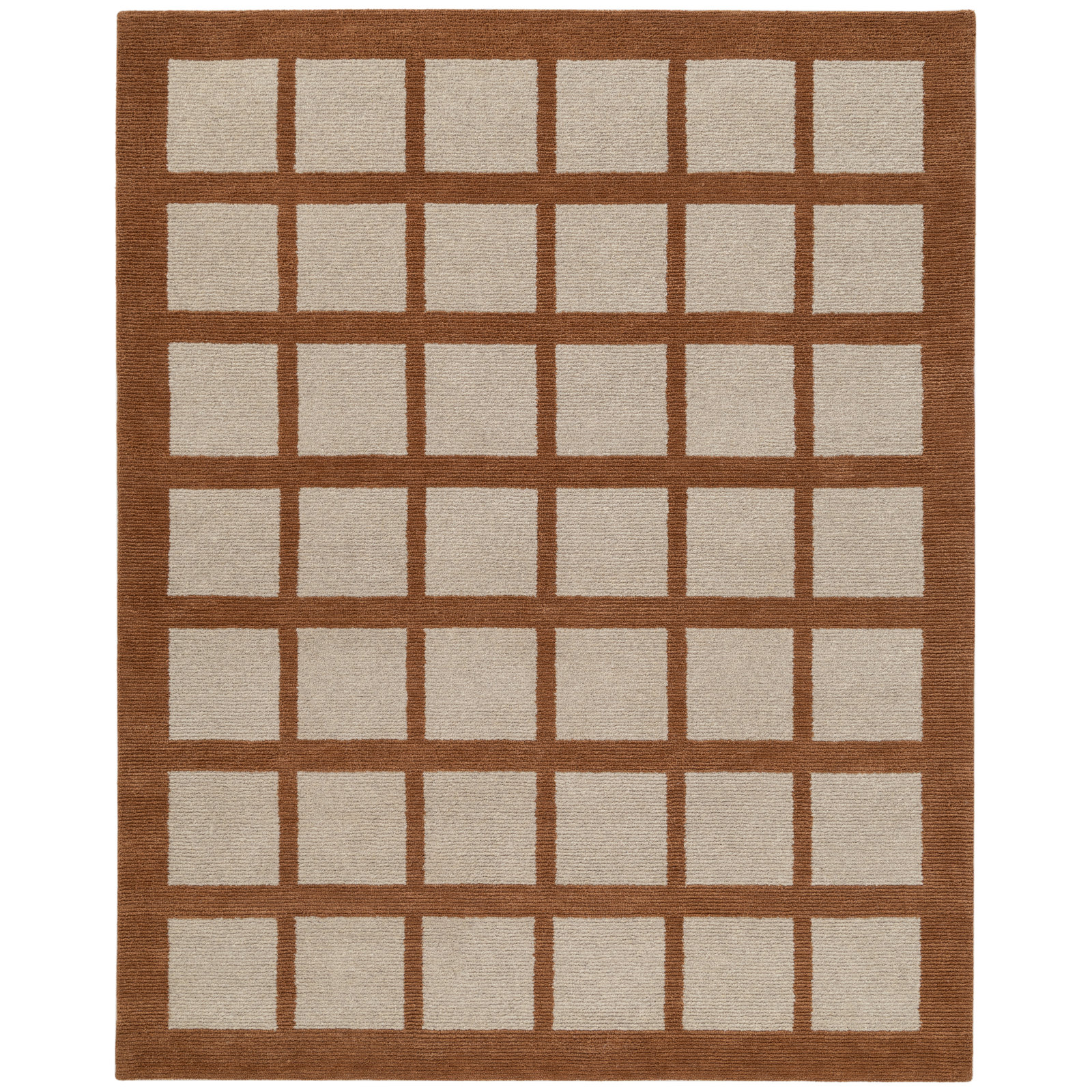 Hand-Tufted Geometric Wool Rug, 5'x8', Orange