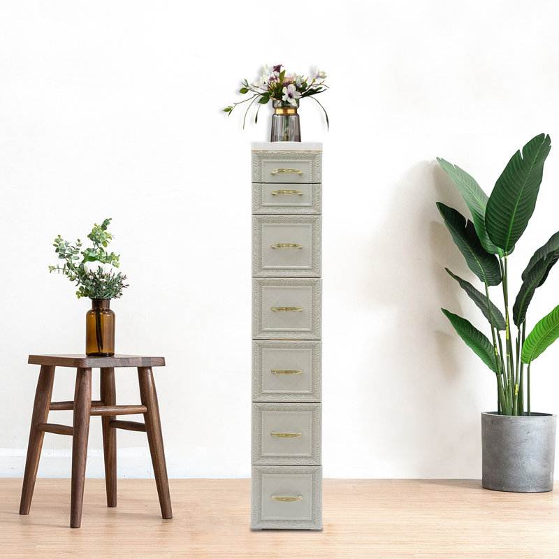 Slim Storage Organizer, Narrow Storage Cabinet With Movable Wheel, 39.4" H x 7.1" W x 12.6" D, Green