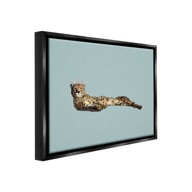 «Royal Leopard With Crown» par Amelia Noyes sur, Cadre flottant noir de jais, H 25 po x l 31 po