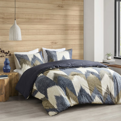 Édredon imprimé bleu marine - double / grand, coton avec rembourrage, 2 taies décoratives assorties pour une expédition marine relaxante, coton, cachette rafraîchissante