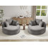 2 pièces - Fauteuil demi-tonneau rembourré de 56 po avec méridienne à compression ronde surdimensionnée, sans assemblage requis
