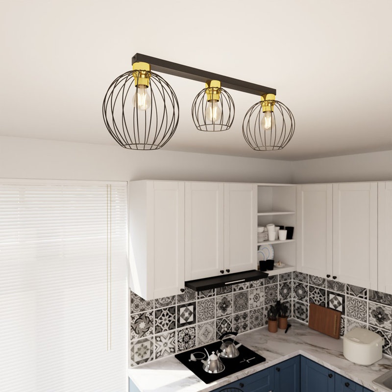 Alyessa Flush Mount, Matte Black/Gold