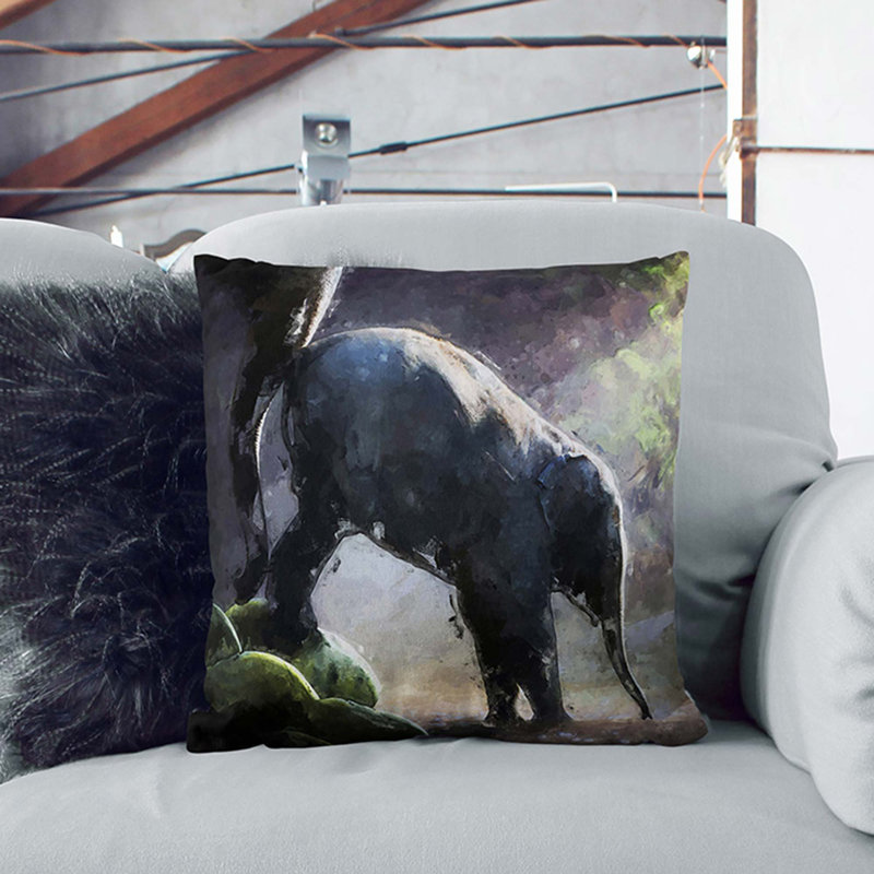 Mother Elephant Encouraging Baby Cushion with Filling, 40cm H x 40cm W x 15cm D