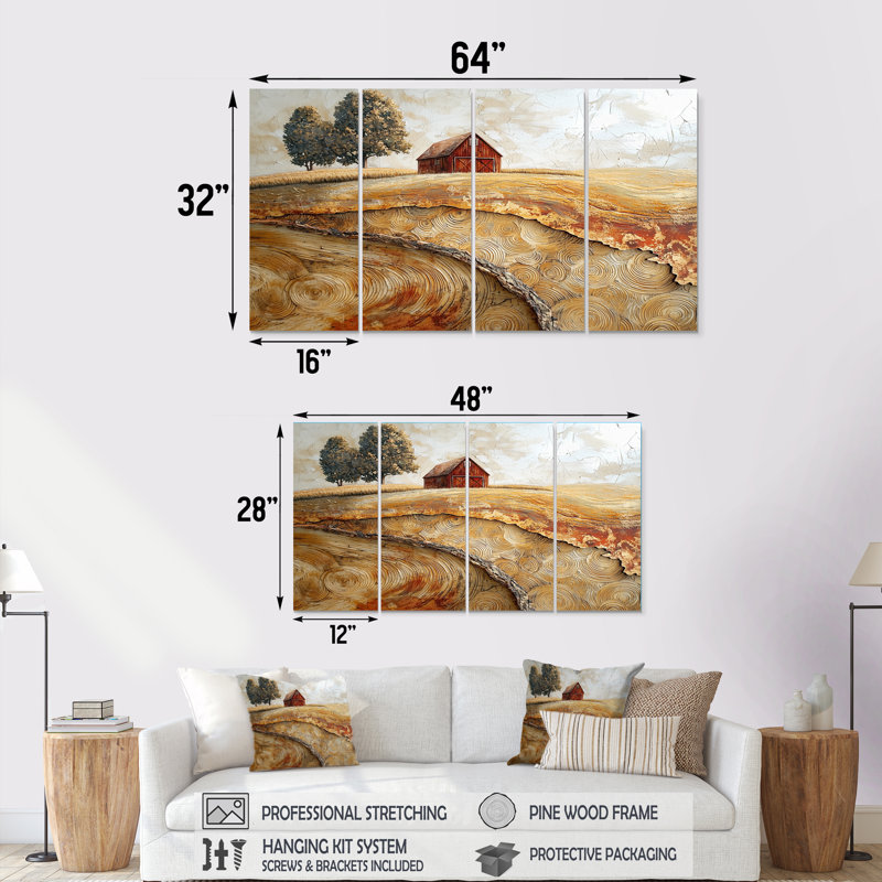 Declo - Barn Wall Art - Art mural traditionnel sur toile, 4, H 28 po x l 48 po