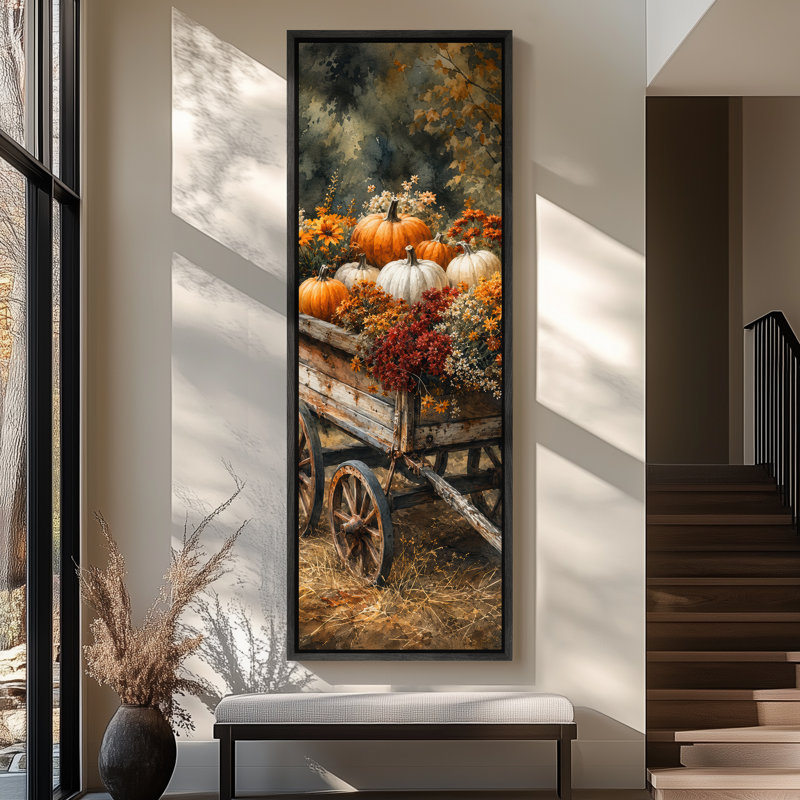 Décoration florale d'automne citrouille familiale, H 60 po x l 20 po x P 1,5 po, Noir