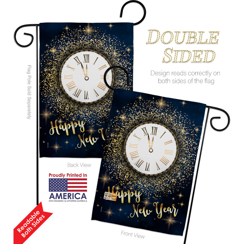Double Sided 18.5'' H x 13'' W Polyester New Year's Flag Set
