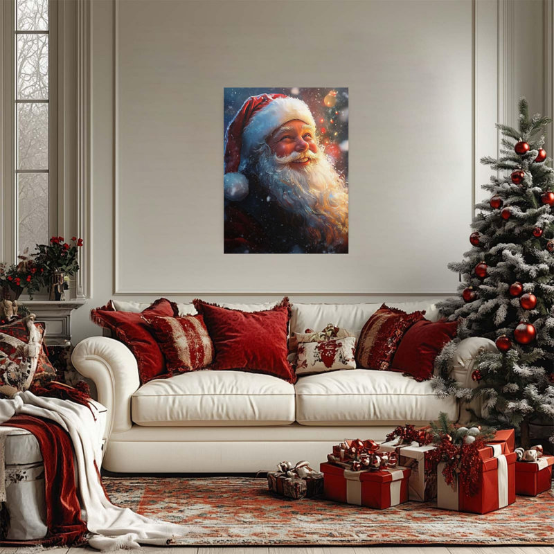 «Happy Santa Claus», art mural sur toile sans cadre 16 po x 20 po