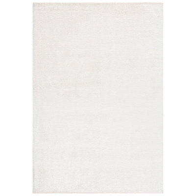Anastasi Hand Knotted Viscose/Wool/Cotton Solid Color Rug in Ivory