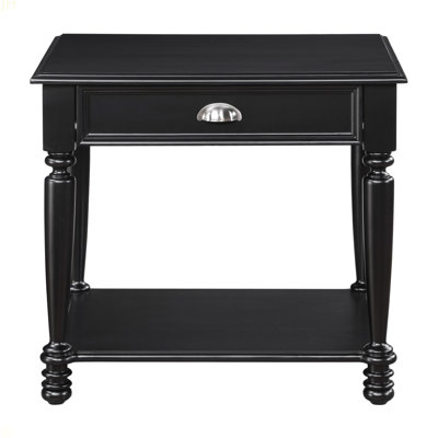 Classic Design Black Finish End Table With Drawer And Bottom Shelf Wooden Traditional Living Room Furniture 1Pc Side Table