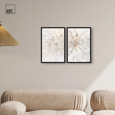 «Silk Burst Duet», ensemble de décorations murales dorées Boho par Art Remedy, cadre noir, 10 x 15