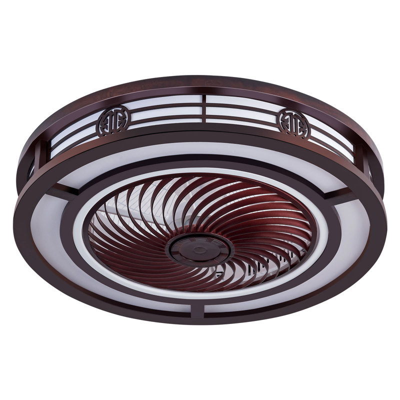 Evamae 5 - Blade Classical Elegant LED Caged Ceiling Fan with Light Kit and Remote Control, Reddish Brown