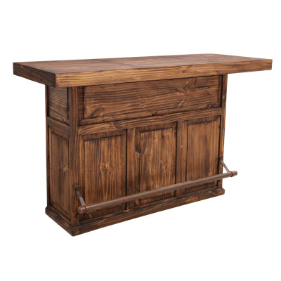 Solid Wood Bar with Iron Footrail by Millwood Pines