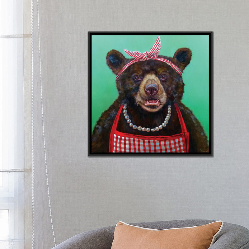 «Mama Bear», impression sur toile, H 18 po x l 18 po x P 1,5 po, Toile avec cadre noir, Pas de tapis