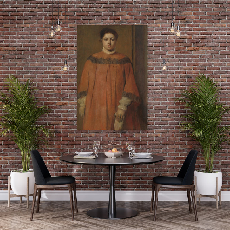 Jeune fille en rouge, vers 1866, portrait abstrait impressionniste contemporain, estampe murale, H 60 po x l 40 po