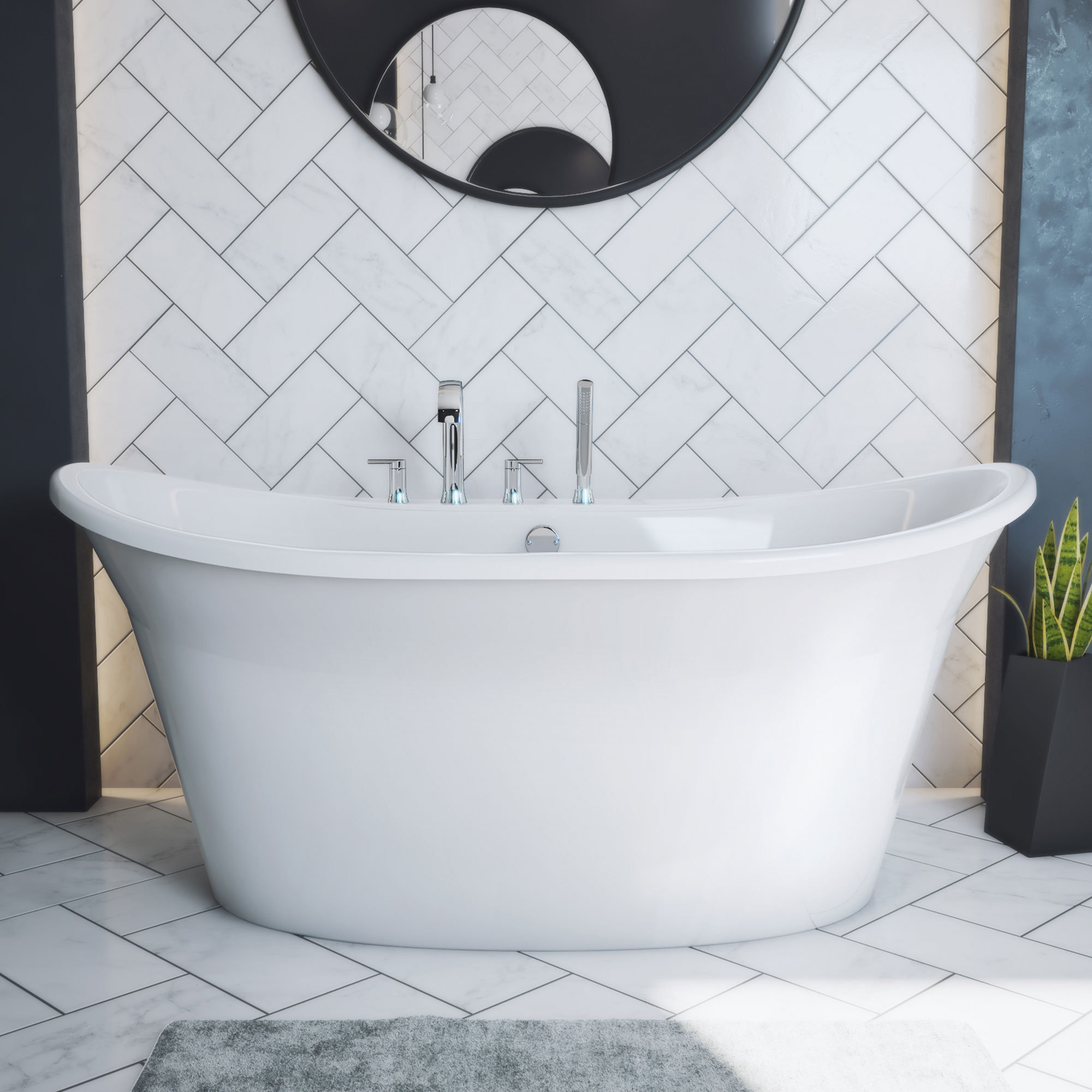 DreamLine Montego 60 in. L x 27 in. H White Acrylic Freestanding ...