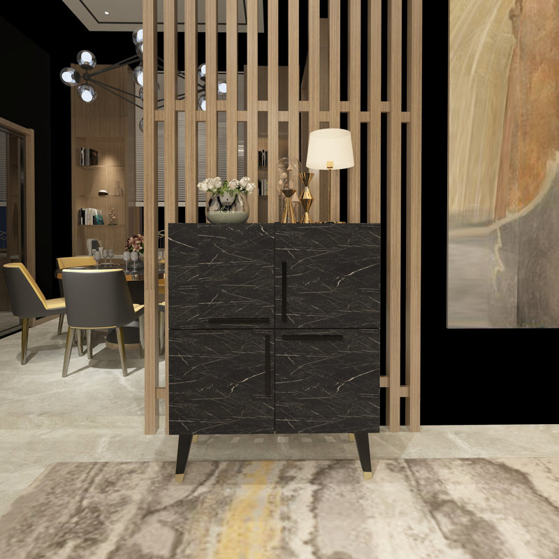 Elegant Console Table, Black Marble, 27.6 x 35.4 x 13.8 inches | 100% Melamine Coated Particle Board, Thickness: 0.7 inches | Stylish & Functional for Entryway, Living Room, or Home Office