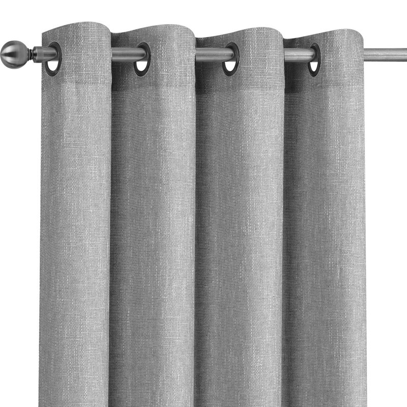 Halette Semi Sheer Curtain Pair, Gray