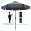 Parasol de patio extérieur 10pi (3 m) avec rabat, 8 pièces, avec inclinaison, avec manivelle, sans base, gris / anthracite, taille de poteau 38 mm (1,49 pouce)