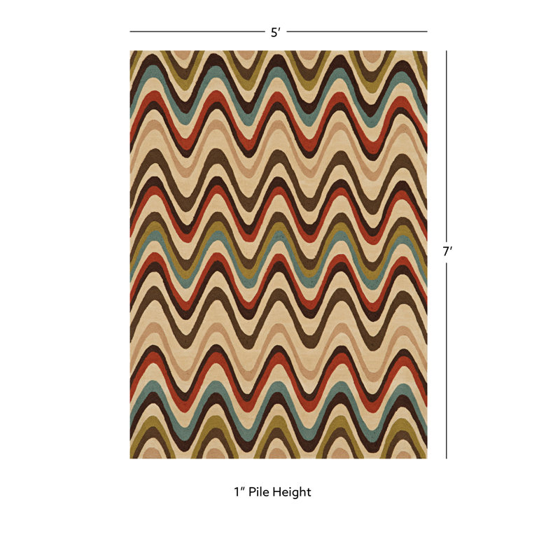 Tapis fait à la main Marisela, Rectangle 5 pi x 7 pi